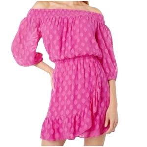 Lilly Pulitzer Romper Off The Shoulder Dress Women’s XL Plumeria Pink Rochelle